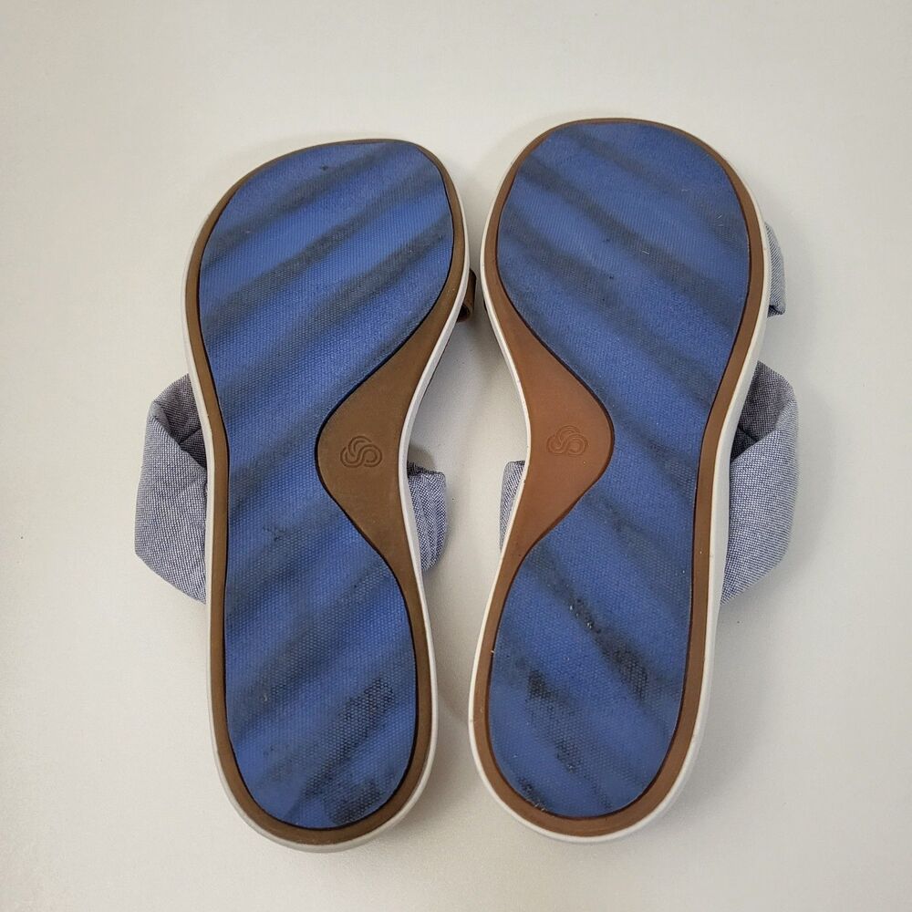 Clarks Light Blue Fabric Twist Slingback Sandals - Picture 8 of 10
